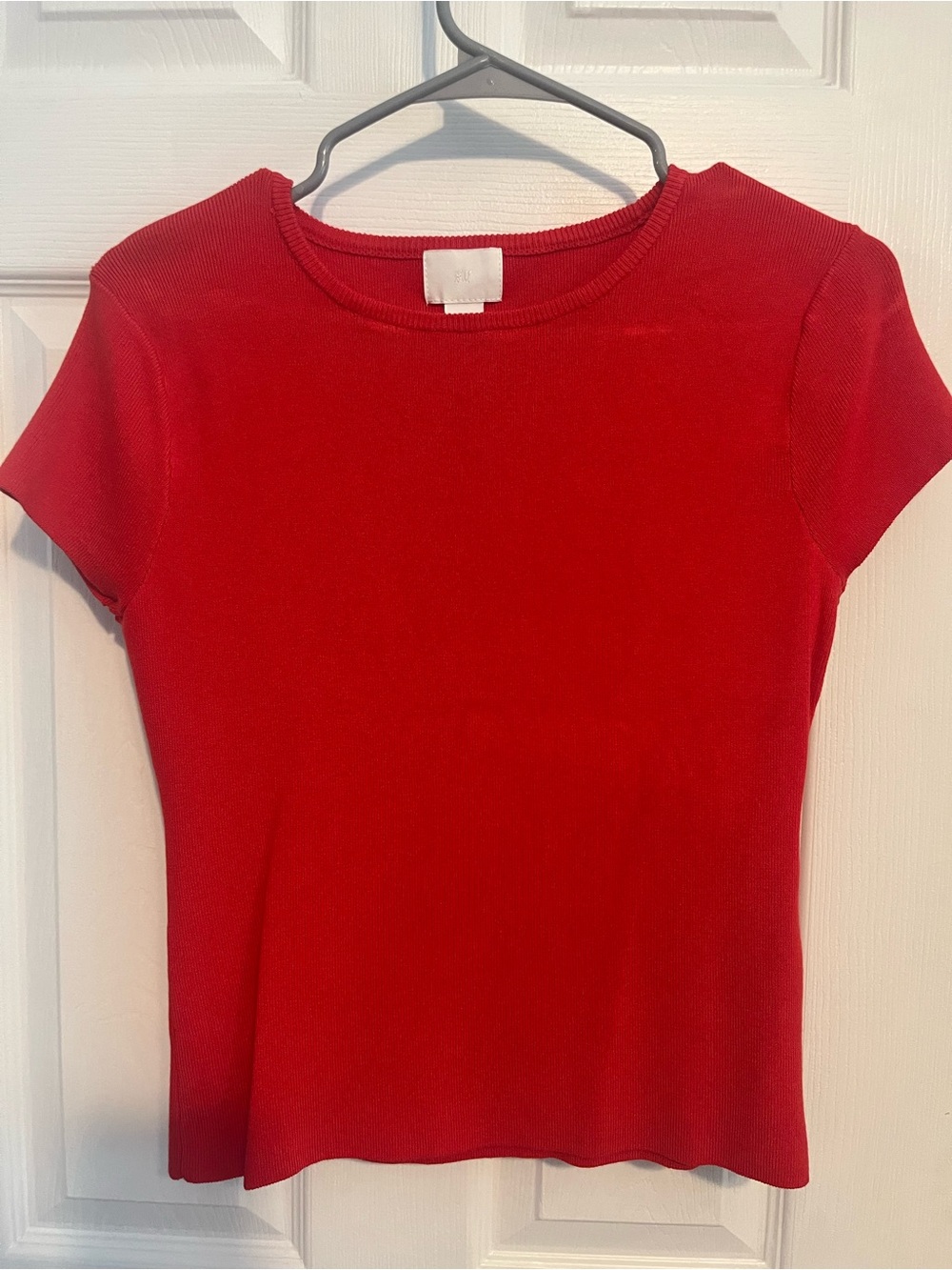 H&M Classic Crew Neck Red Knit Tee